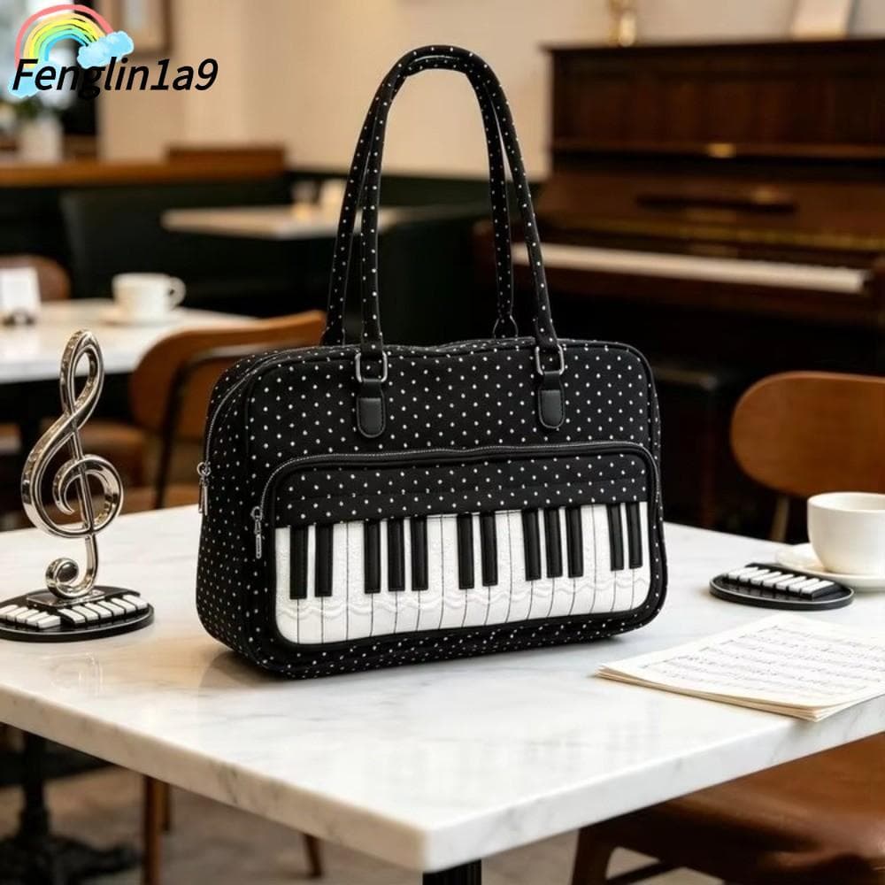 FENGLINA Bolsa De Ombro , Bolinhas De Grande Capacidade Compras Casual Com Padrão De Chave De Piano