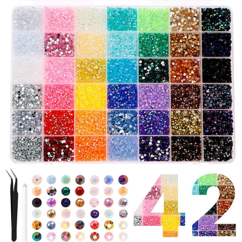 Kit de 32000 Peças para Decoração com Strass, 40 Cores, Kit de Strass de Resina Colorida de 3mm para Decoração com Canet