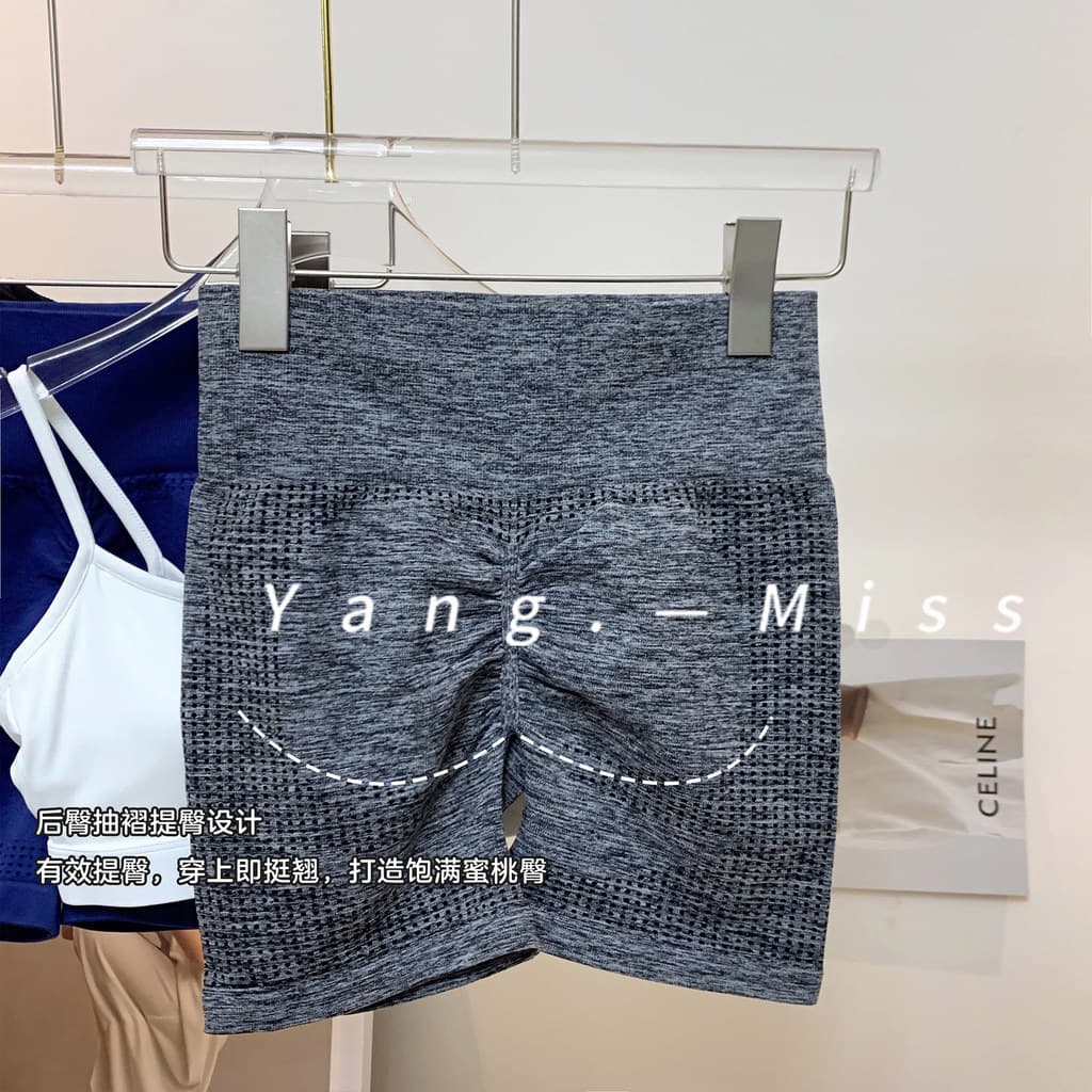 Lindas nádegas plissadas europeias americanas esportes Shorts mulheres Hip-Lifting cintura alta calças de Fitness sem co