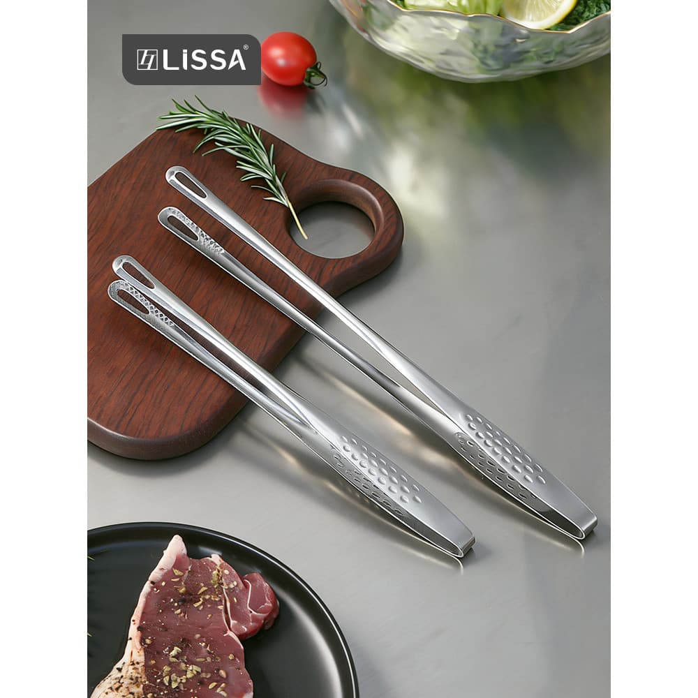 LISSA304 pinças de churrasco de aço inoxidável cozinha bife frito churrasco pinças de comida especial antiderrapante pin