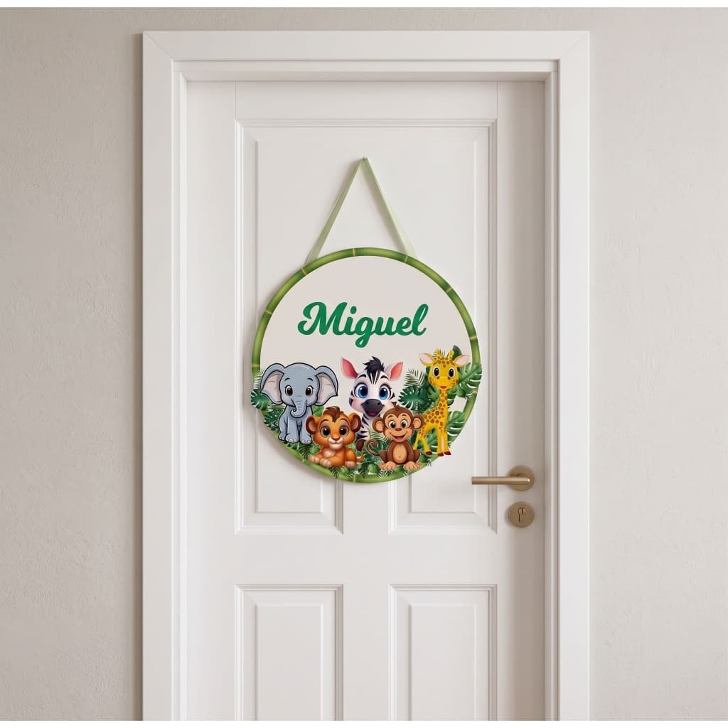 Porta Maternidade Safari Menino Placa Decorativa Personalizada MDF
