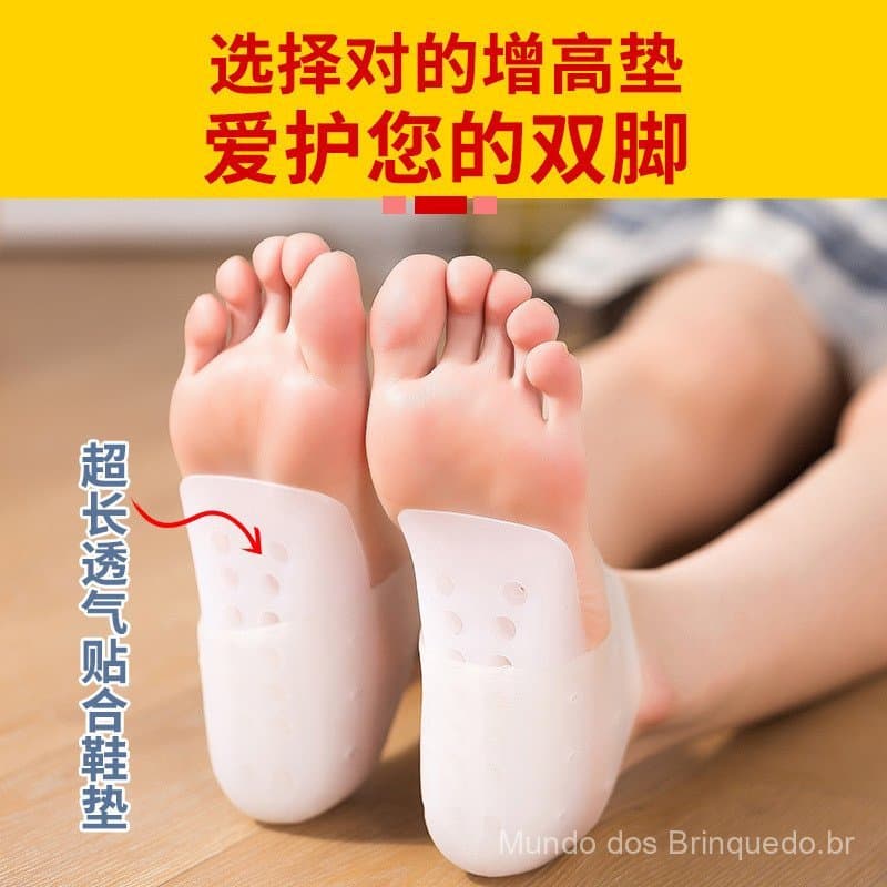 Palmilhas de suporte de arco invisíveis de 7cm para estudantes, homens e mulheres, meias palmilhas de silicone biomiméti