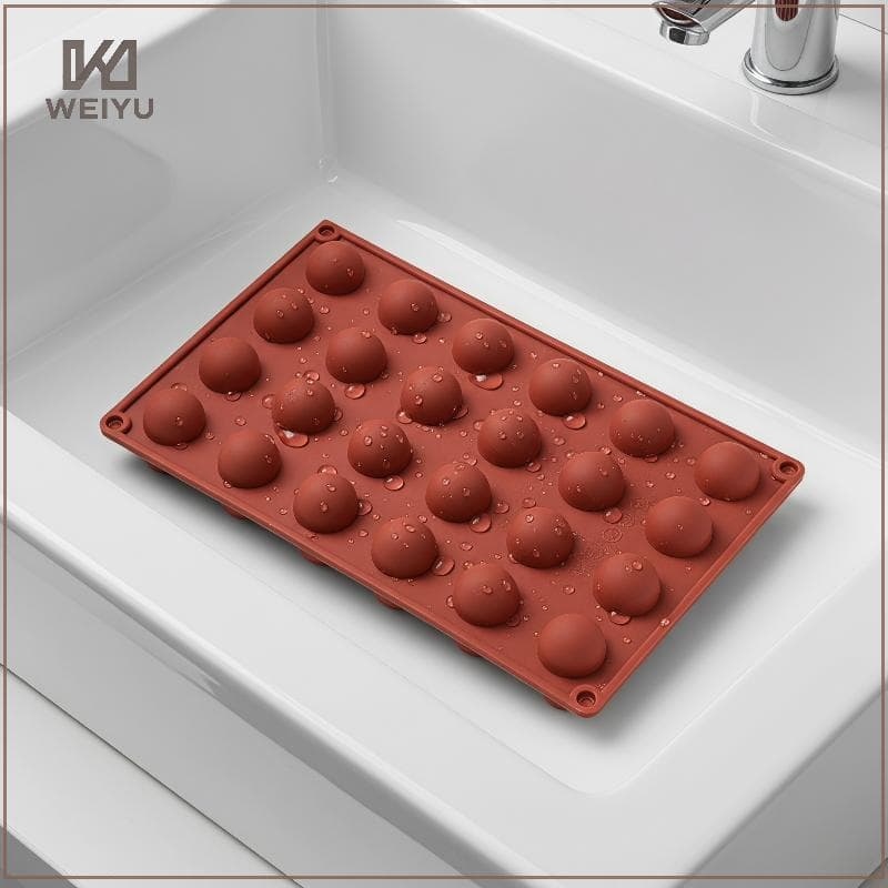 WEIYU Semi Esfera 3D Silicone Molde De Chocolate 24 Cavidade Reutilizável Resistente Ao Calor Para Bolo Cúpula Pudim Gel
