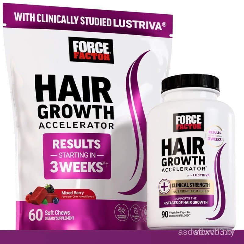 Acelerador de Crescimento Capilar ForceFactor com Lustrivato Clinicamente Estudado, Promove Cabelos Mais Grossos e Forte