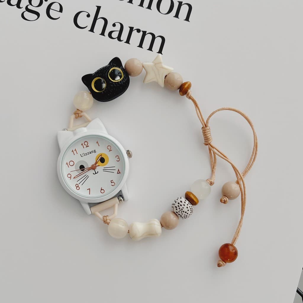 Bonito dos desenhos animados gato relógio infantil menina estudante pequeno fresco frisado nicho ins estilo pulseira sim