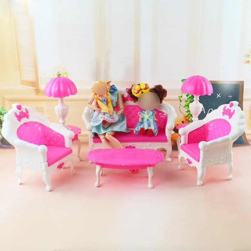 1 Conjunto de Presente de Aniversário para Meninas, Mesa, Sofá e Lâmpada de Plástico Vintage, 8 Itens/Conjunto de Acessó