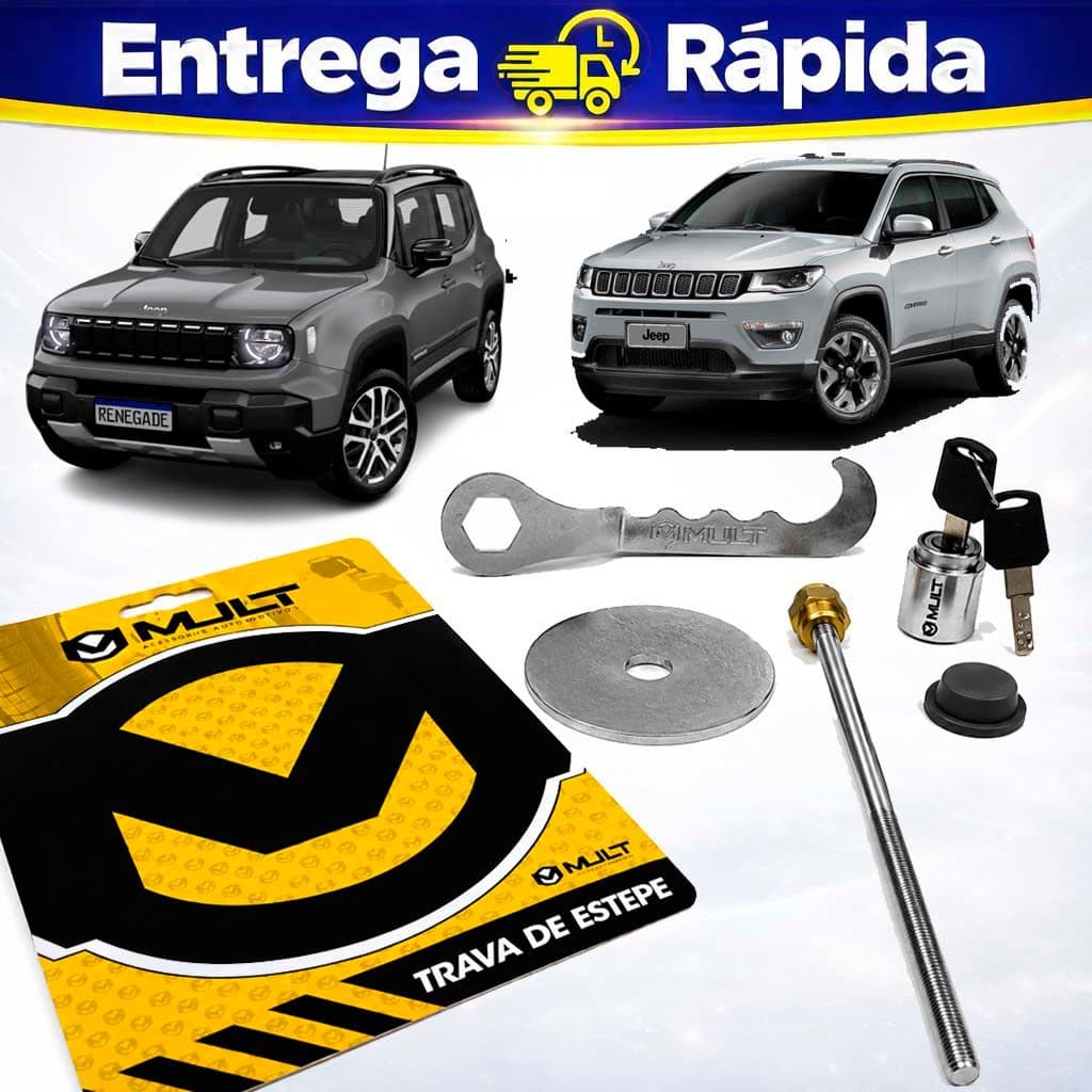 Trava Antifurto de Estepe Jeep Renegade Compass 17 a 19 Liga Leve