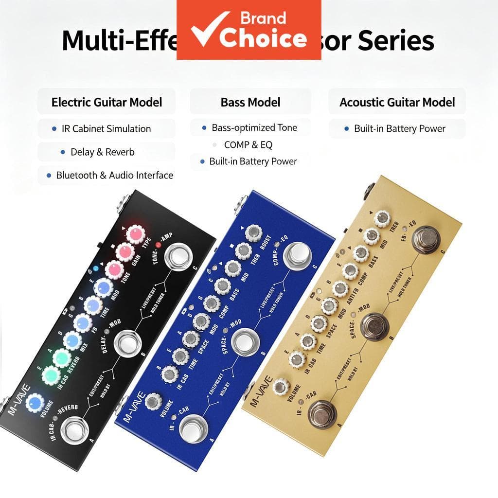 Série de Pedais Processadores de Múltiplos Efeitos M-VAVE, 3 Modelos para Guitarra Elétrica/Baixo ou Violão Acústico,