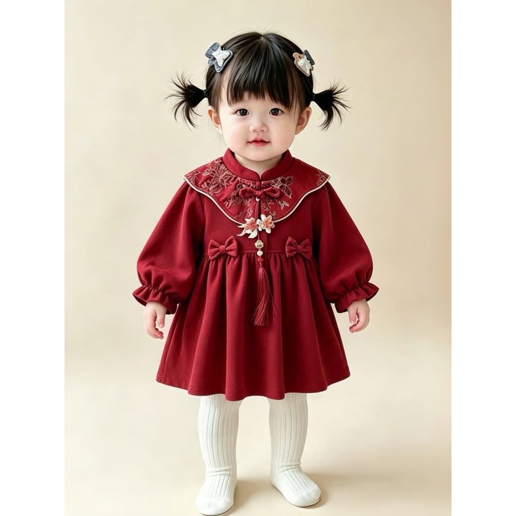 Bebê Hanfu Macacão Primavera Outono Roupas Femininas Bebê Estilo Nacional Cheongsam Pequeno Mês Idade Mês Completo Cem D