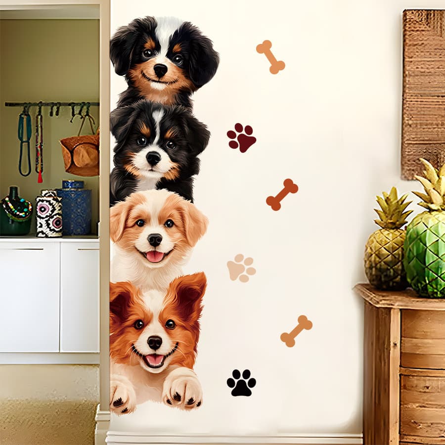 Adesivos de parede filhote de cachorro pata impressão ossos bonito adesivos de parede quarto adesivos de parede auto-ade