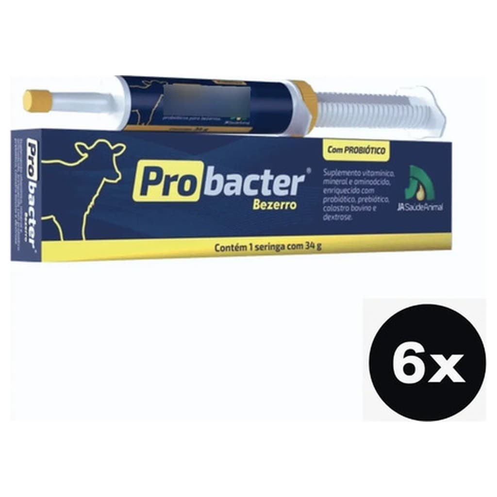 Kit 6 Probacter Bezerro 34g Ja Saúde Animal Suplemento Probiótico Prebiótico Colostro Bovina Dextrose Vitaminas