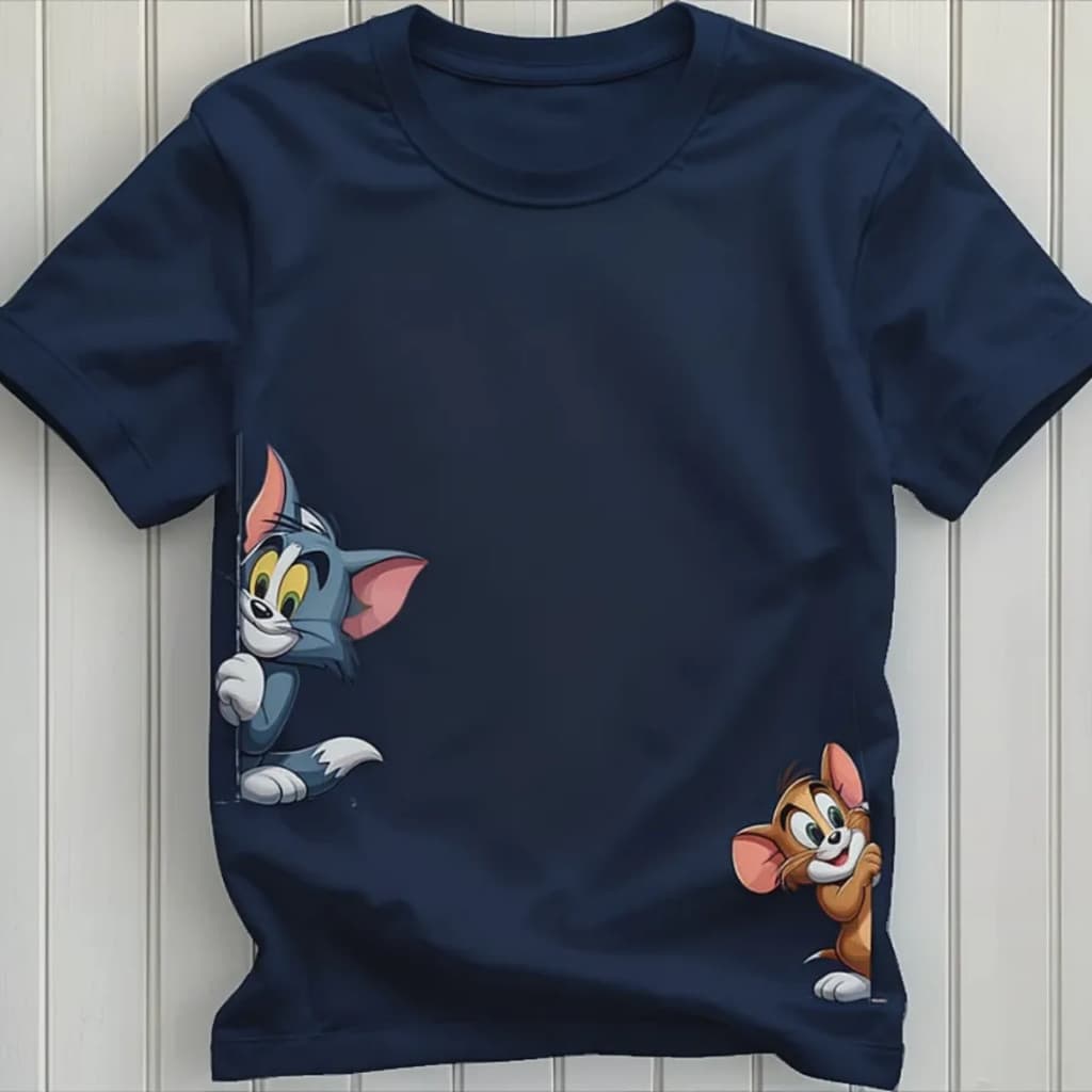 Camiseta Camisa Blusa Unissex Fofo Tom e Jerry Desenho Animado Moderna 100% Algodão