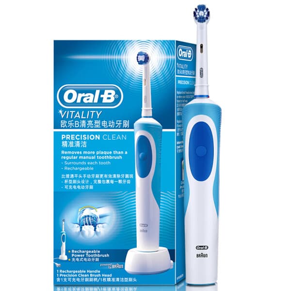 Oral b escova de dentes elétrica com 1 cabeça de escova D12 transparente adulto redondo pequena cabeça de escova recarre