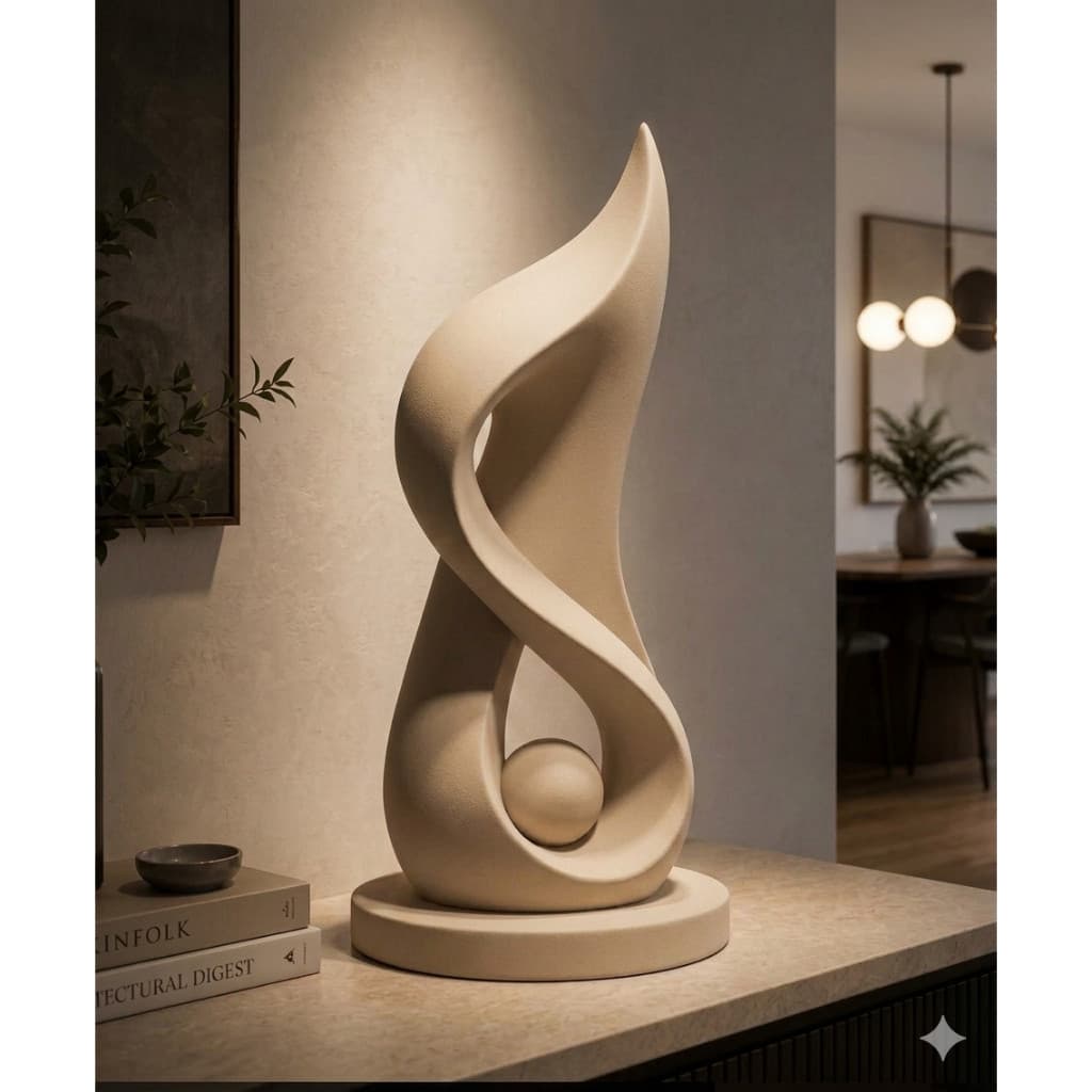 Escultura Abstrata Fluxo Infinito Texturizado – Decoração Minimalista Moderna 15cm e 18cm
