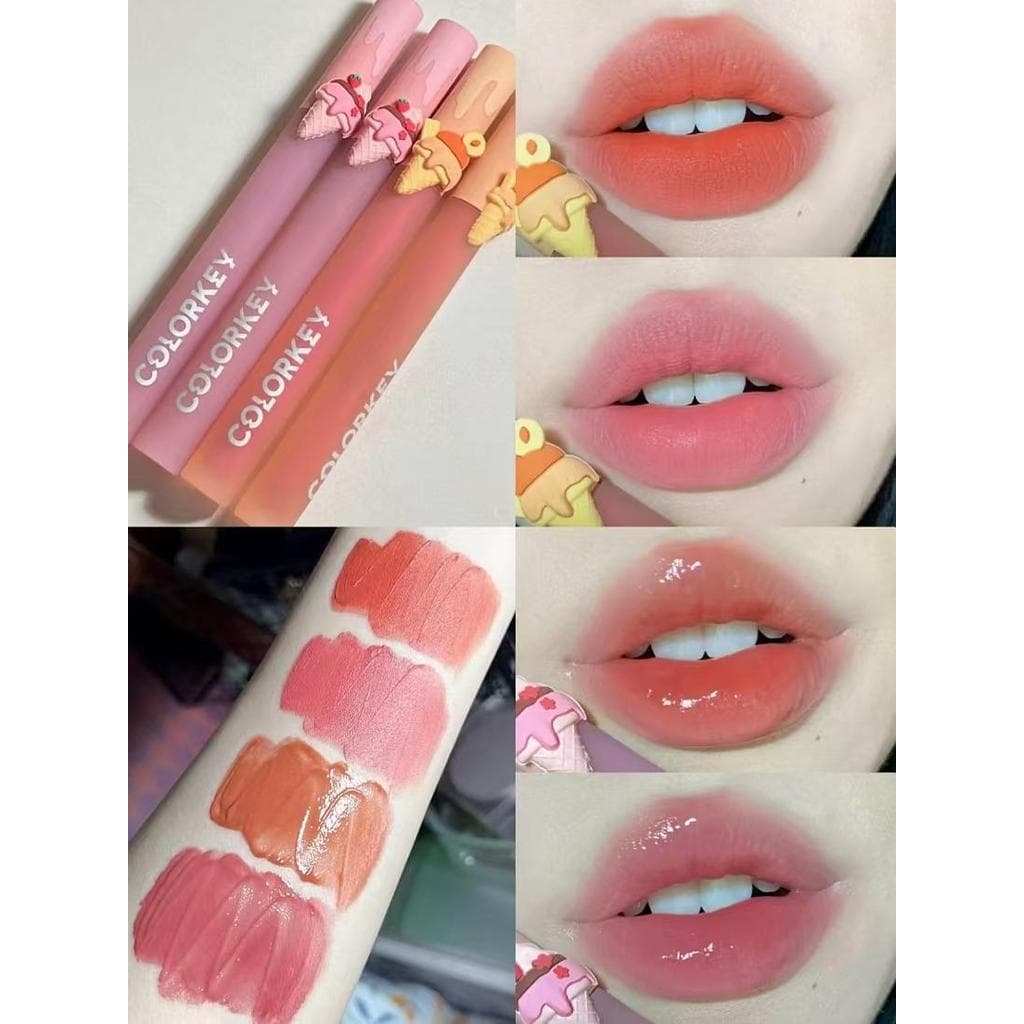 Colorkey Kolaqi Sorvete Lip Glaze Feminino 210 Espelho Lip Glaze Sorvete 666D Rosto Simples Fosco