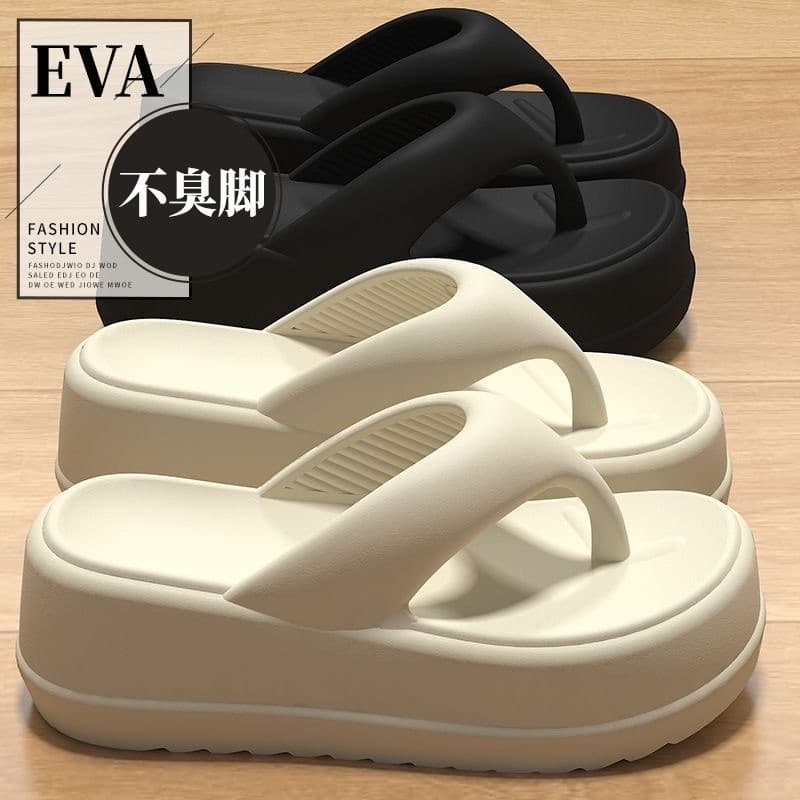 EVA novo estilo verão flip-flops sola grossa aumentando antiderrapante resistente ao desgaste flip-flops pronto estoque