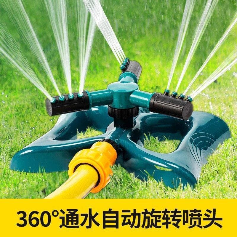 Aspersor de três pontas com rotação automática, aspersor giratório de 360 graus, irrigação por resfriamento, jardim, Gre