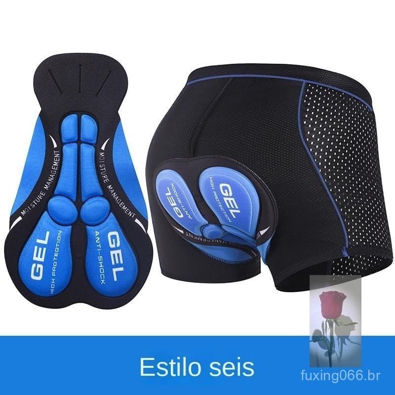 Bermuda de ciclismo masculina respirável com almofadas antichoque de silicone para ciclismo de estrada e de montanha