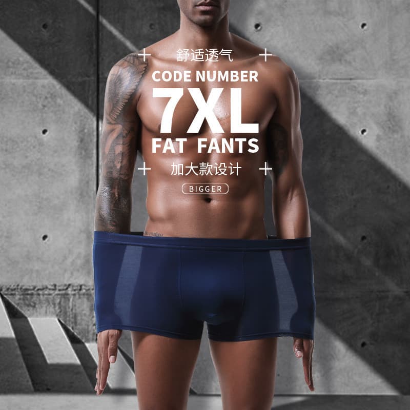 Cueca boxer masculina tamanho grande, cueca boxer Modal gorda, roupa íntima esportiva solta e confortável para corrida
