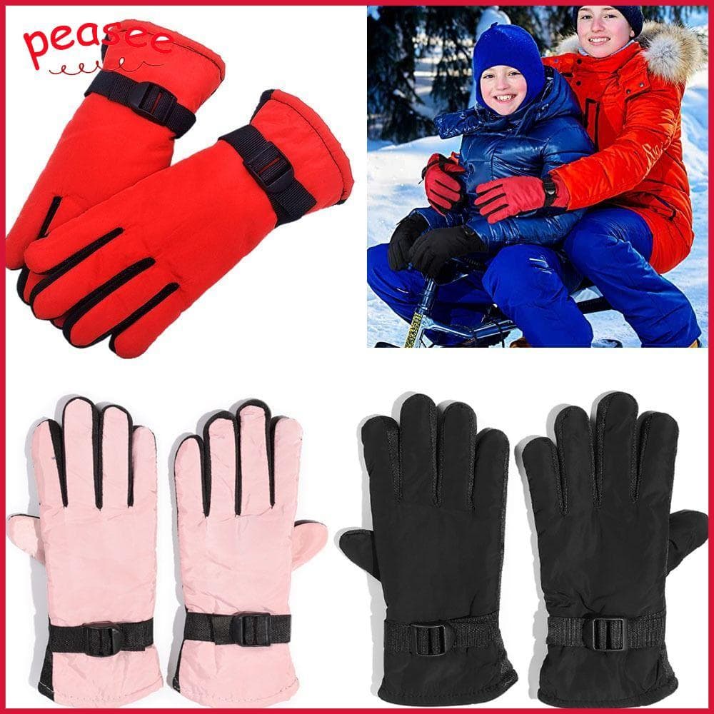 [PEASEE] Luvas Infantis , De Esqui Grossas E Quentes Antiderrapantes Impermeáveis À Prova De Vento , Neve , Snowboard