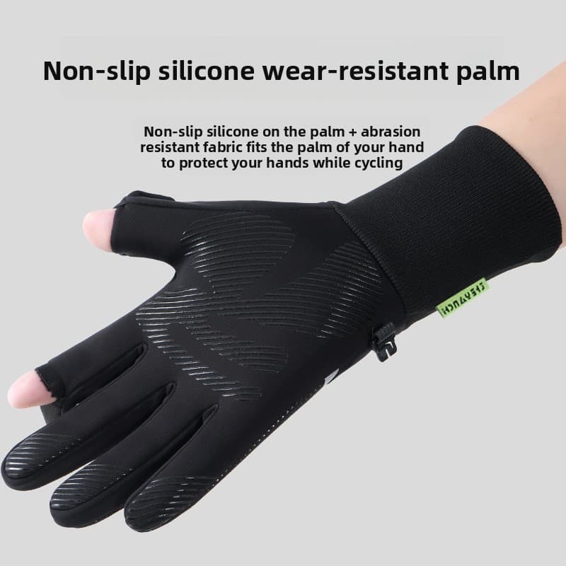 Homens inverno luvas de ciclismo escovado engrossado estendido luvas à prova de vento ao ar livre ciclismo Anti-deslizam