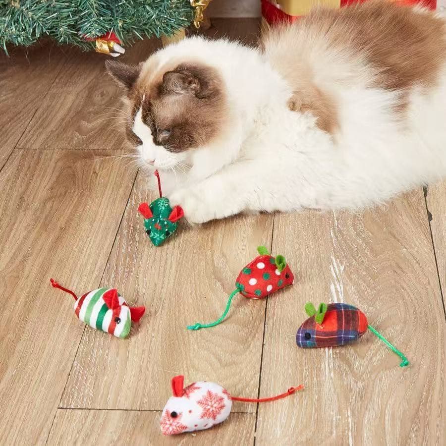 Natal gato provocando vara brinquedo novo estilo gato de pelúcia gato grama mouse natal Catnip mouse provocando gato bri