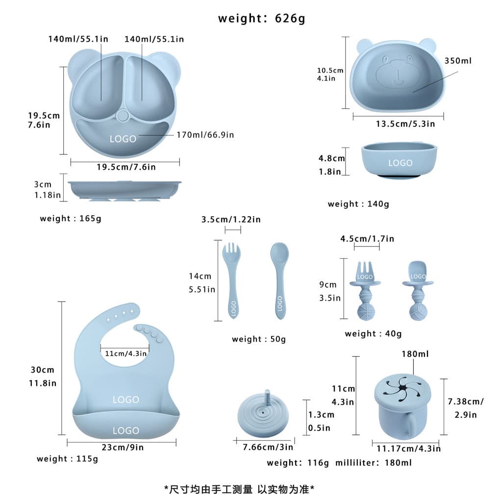 Prato de jantar de silicone babador do bebê tigela de silicone colher urso bebê crianças talheres conjunto de prato de j