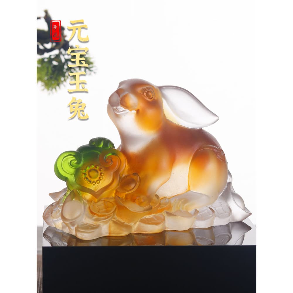 2023 ano do coelho sorte mascote vidro coelho ornamentos Desktop decorações para casa cristal carro pêndulo sorte fortun