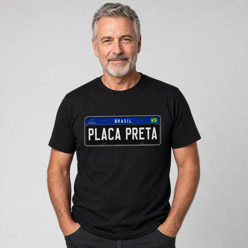 Camiseta Masculina Placa Preta Frases Engraçadas 100% Algodão - Envio Rápido