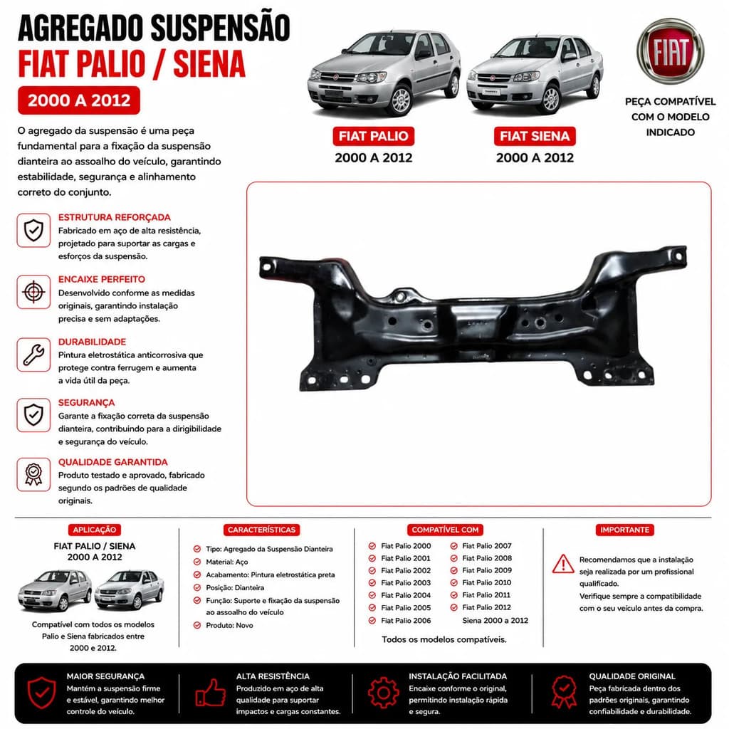 Agregado Suspensão Fiat Palio Siena 2000 2012