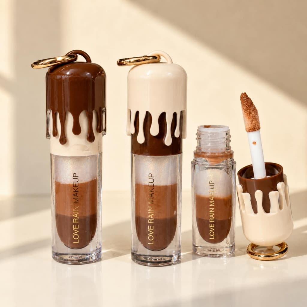 Gloss Labial Love Rain Chocolate Chaveiro Lip Gloss Hidratante Brilho Labial Elegante