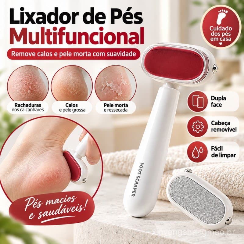 Removedor de Calos 2 em 1 para Pés, Raspador com Lixa e Lâmina Substituível, Pedicure para Pele Morta