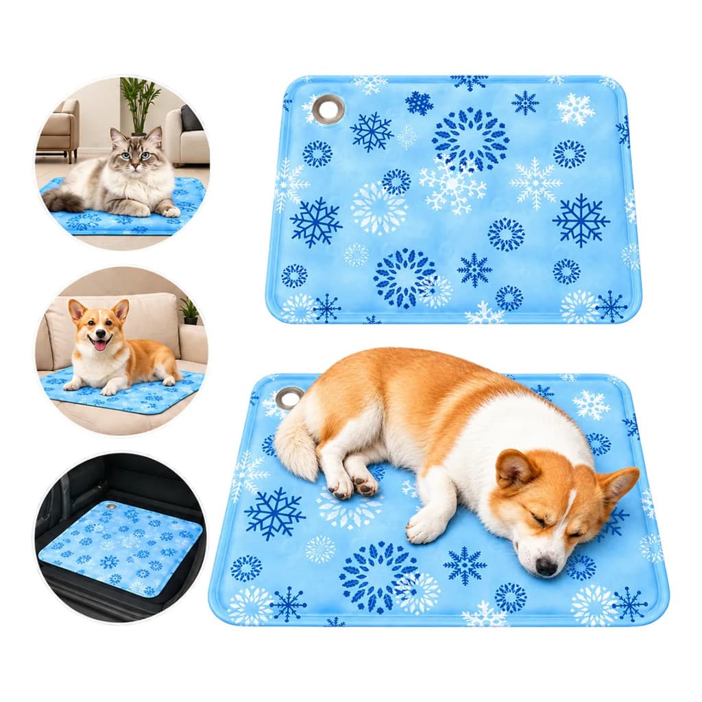 Tapete Gelado Refrescante 50x60cm Médio Pet Cachorro Gato Flocos de Neve