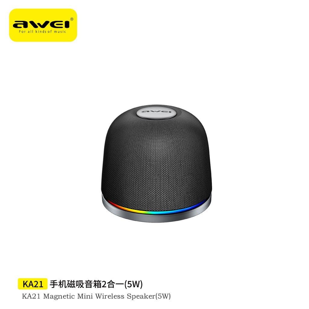 Caixa de Som Bluetooth Magnética Yongwei Mini 5W, Suporte para Telefone de Mesa, Chamadas Mãos-Livres, Luz RGB Portátil,