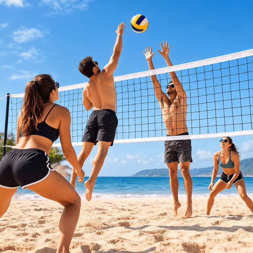 Rede Vôlei Biribol 3m e 5m Portátil com Faixa Superior Recreação Quintal Praia Esporte Lazer