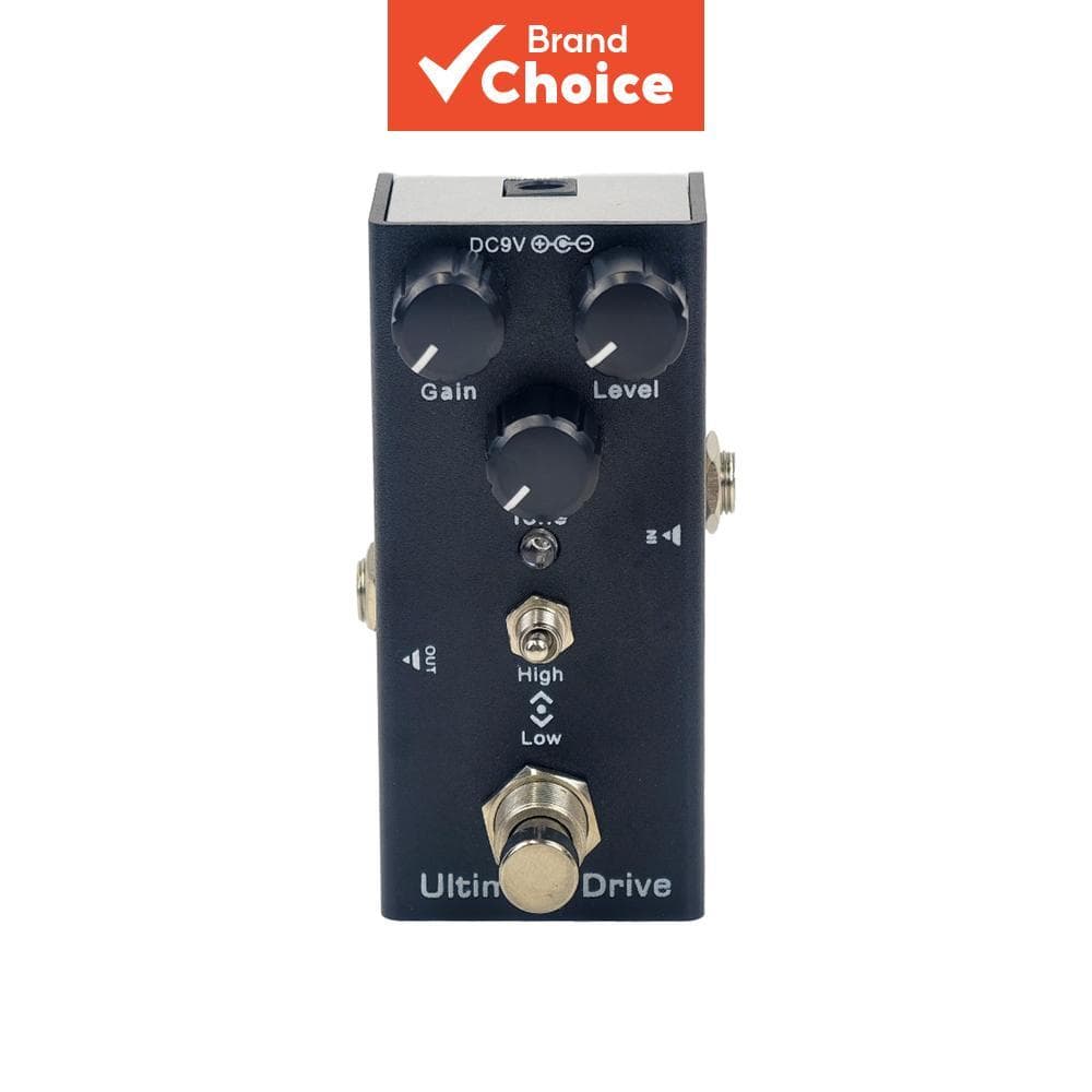 Pedal de Distorção Ultimate Drive portátil com overdrive, 3 knobs, interruptor de tom alto e baixo, pequeno, efeito