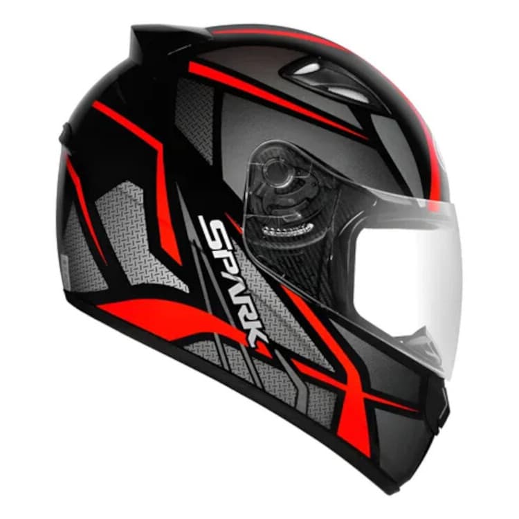 Capacete Ebf New Spark Spider Preto e Vermelho Brilhante Moto