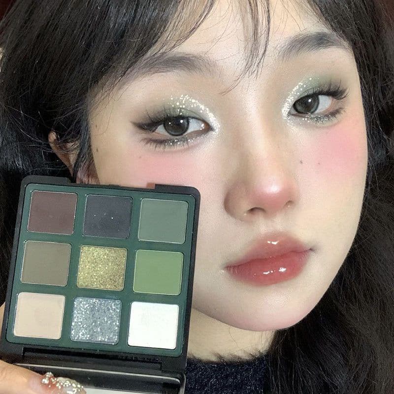 Paleta de sombras de nove cores Paris Cat's Eye - Sombra portátil série verde-24h à prova d'água à prova de suor - Sem m