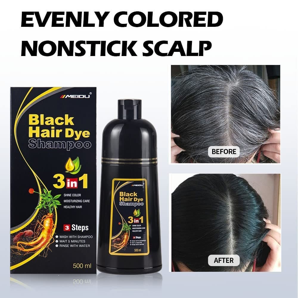 shampoo Ivnil Meidu , Tintura De Cabelo , Preto Três Em Um , Cobertura 100 % Cinza Para Mulheres E Homens