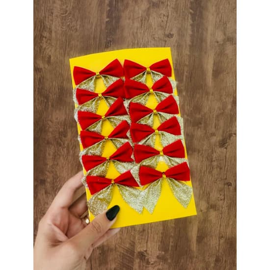 Cartela laço pronto dourado 5,5cm cm c/12