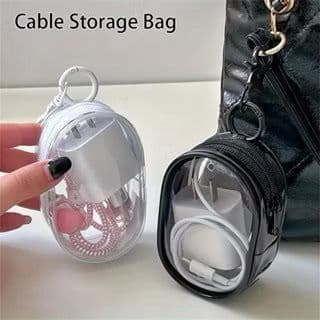Mini Bolsa Portátil Com Zíper Transparente Estojo para Fone de ouvido, Carregador, batom, Diversos Acessórios