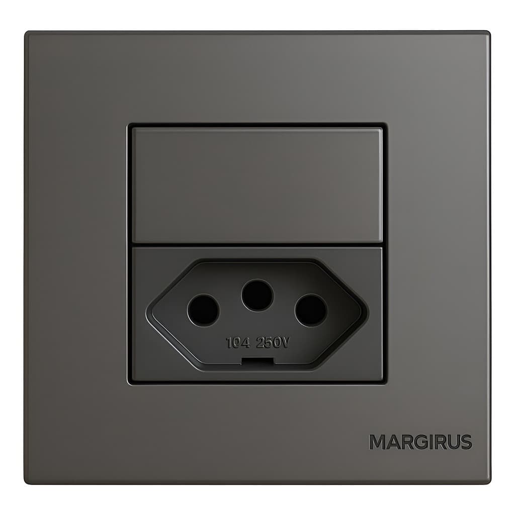 Tomada Dupla Para Móveis Margirius 10a + Interruptor Grafite