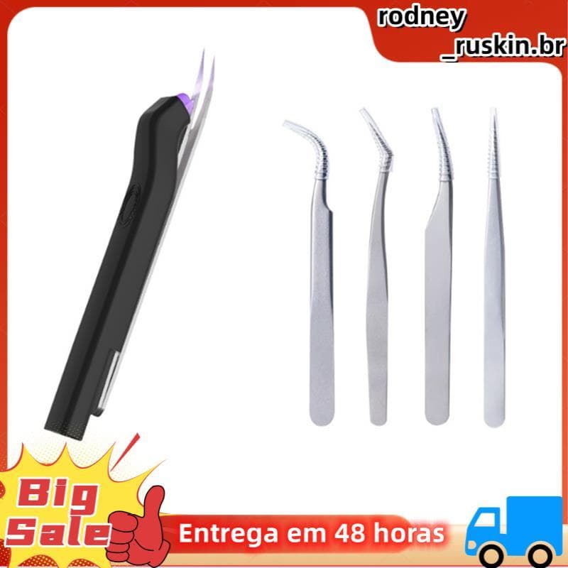 Pinça De Cílios Portátil Com Luz Led Extensão Lâmpada UV Lash Cola Plugue Da Ue