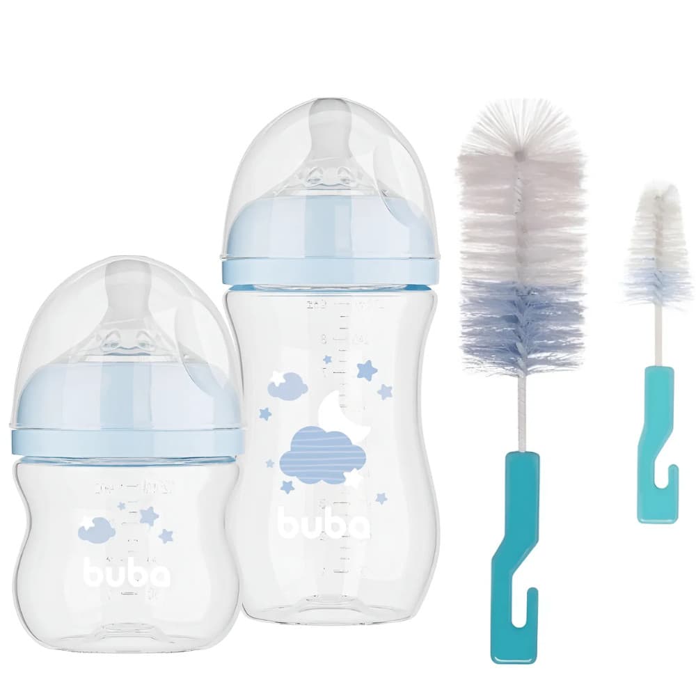 KIT C/  ESCOVA P MAMADEIRA E 2 MAMADEIRAS AZUL - BUBA