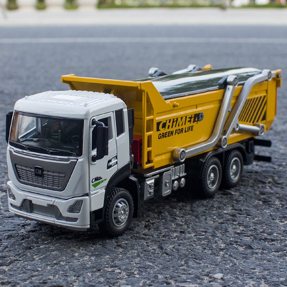 1: 32 engenharia de construção escória transportador liga modelo de carro sobrenome som luz puxar para trás brinquedos i
