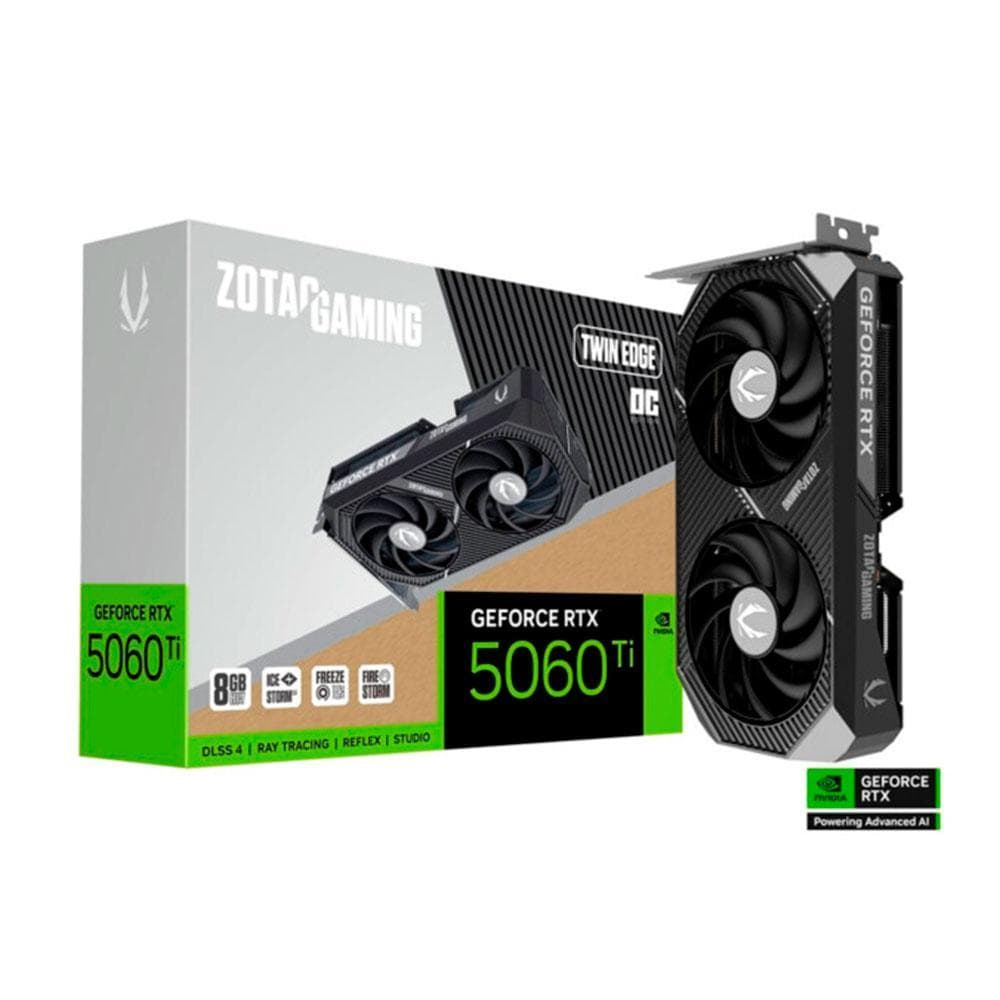 Placa De Video Zotac Geforce Rtx 5060 Ti Twin Edge Oc 8gb Gddr7 128bits Zt-b50610h-10m