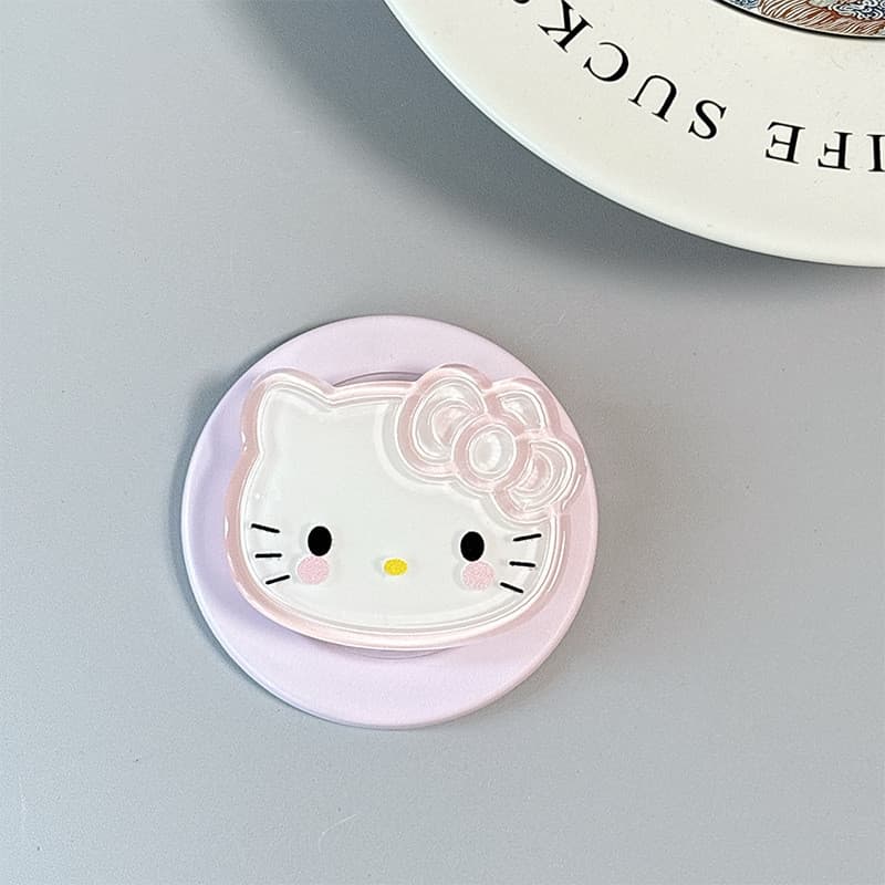 Bonito KT Gato Simples Redondo Suporte De Telefone Magnético Para IPhone 16 15 14 13 12 Pro Max 14 Plus Dobrável Anel Ap