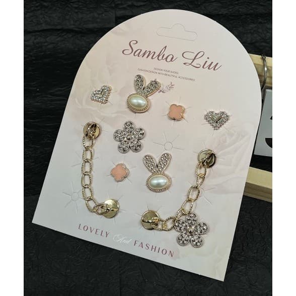 Kit Pingentes Strass Botons Charms Luxo Acessório para sapato sandalia