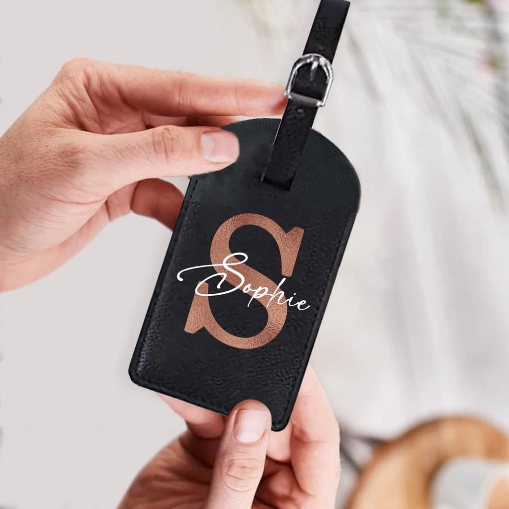 Tag De Mala Etiqueta Bagagem Seu Nome Letra Inicial Personalizada Viagem Premium