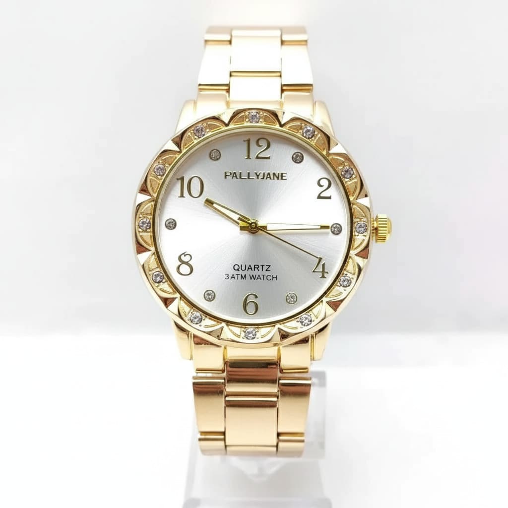 Relógio Feminino Dourado Banhada a Ouro 18k A Prova D'água de Quartzo Aço Inoxidável Casual